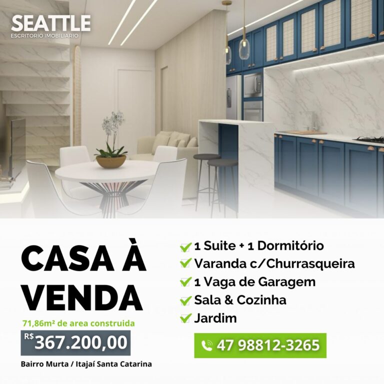 Casa á Venda no Bairro Murta entrega em Setembro,  1 Suíte + 1 dormitório R$ 367.200